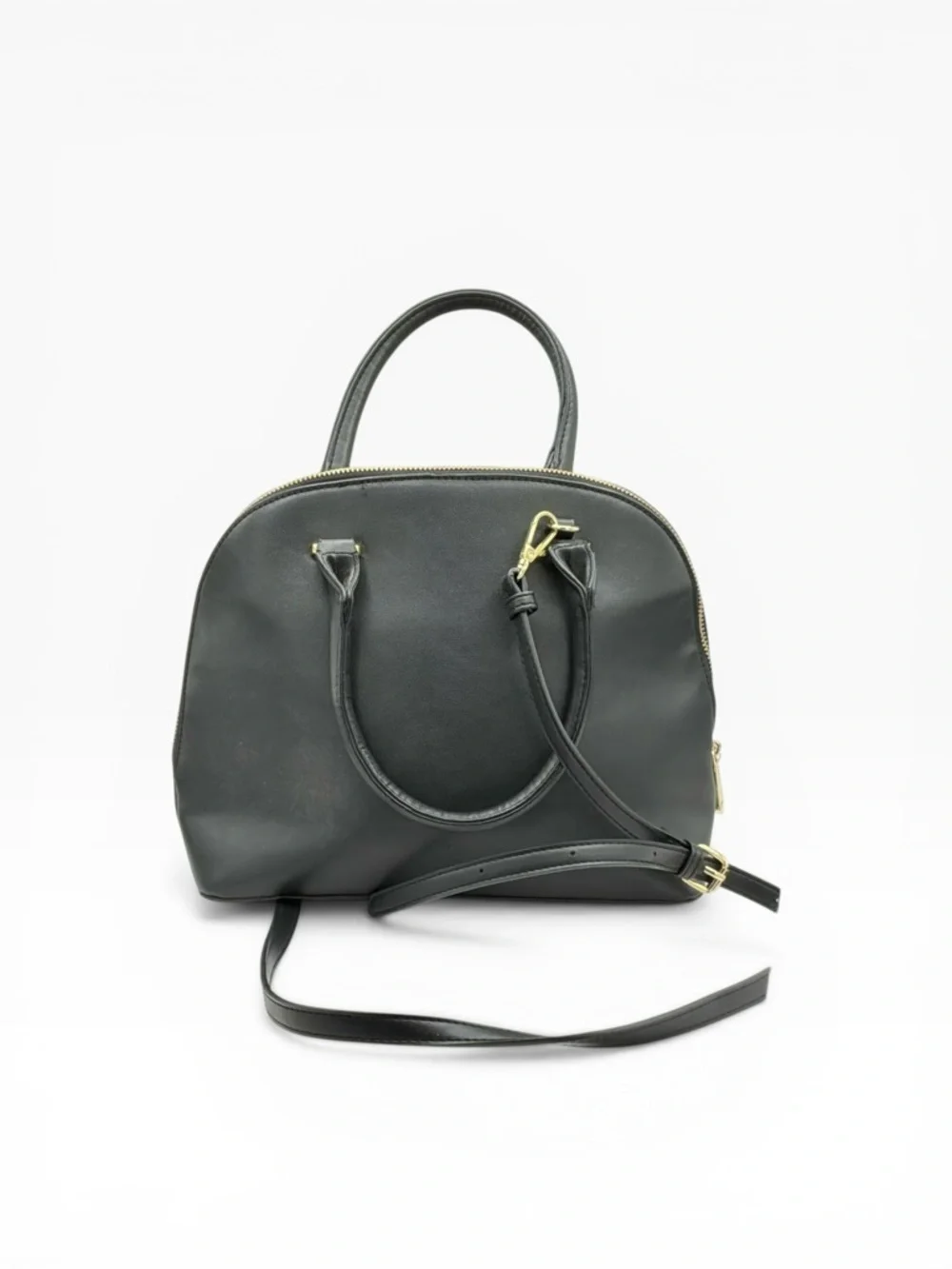 BCBG Black Dome Satchel with Detachable Crossbody Strap